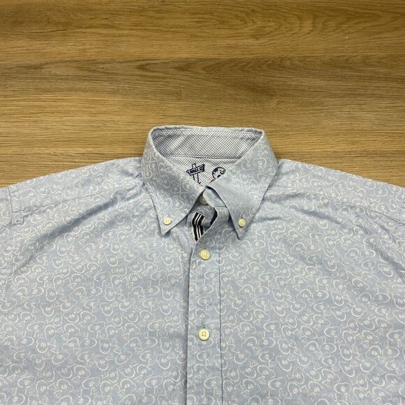 Robert Graham Shirt Mens Extra Large Blue Wall Street Money Bags Long Sleeve - Picture 2 of 12